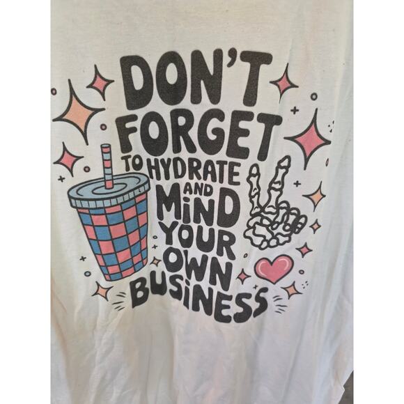 Gildan SoftStyle Don't Forget to Hydrate T Shirt L Womens Cream Short Sleeve - Picture 3 of 6